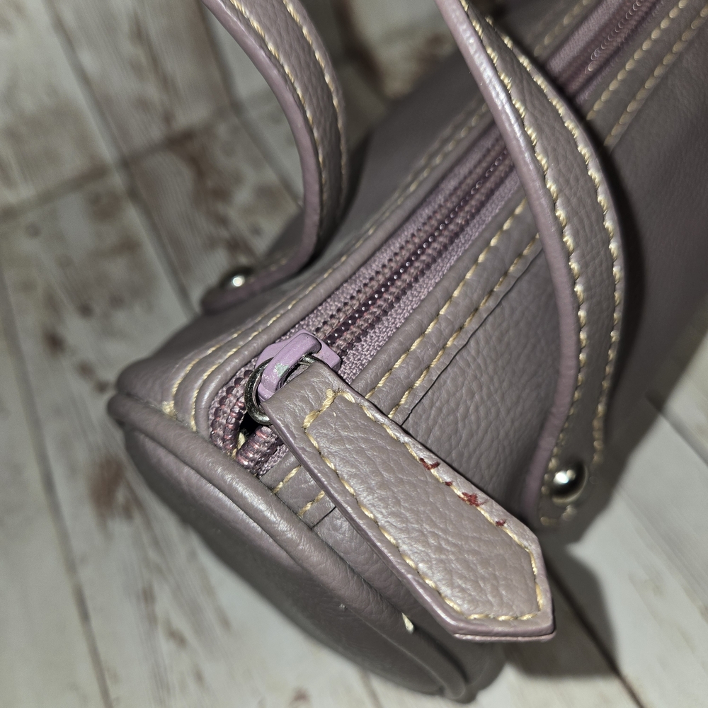 Nine West Powder Lavender Mini Barrel Purse Double Strap w/ Mirror Small Handbag - Picture 3 of 13